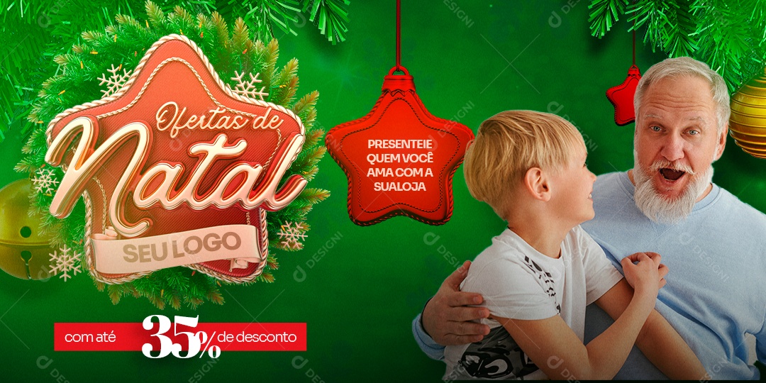 Banner Ofertas de Natal Loja Feliz Natal Social Media PSD Editável