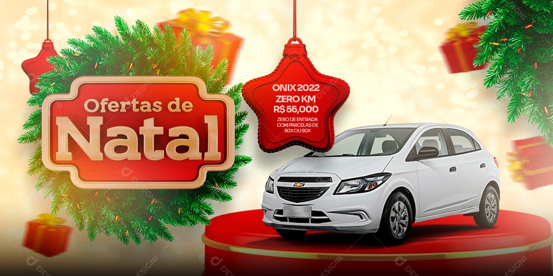 Banner Ofertas de Natal Onix 2023 Zero Km Concessionária Social Media PSD Editável