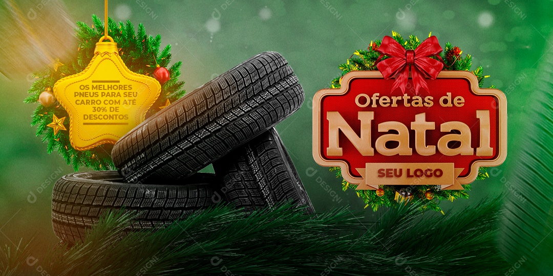Banner Os Melhores Pneus para Seu Carro com Até 30% de Descontos Social Media PSD Editável