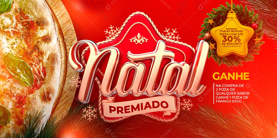 Awarded Christmas Banner All Our Pizza with Up to 30% Merry Christmas Social Media Editable PSD