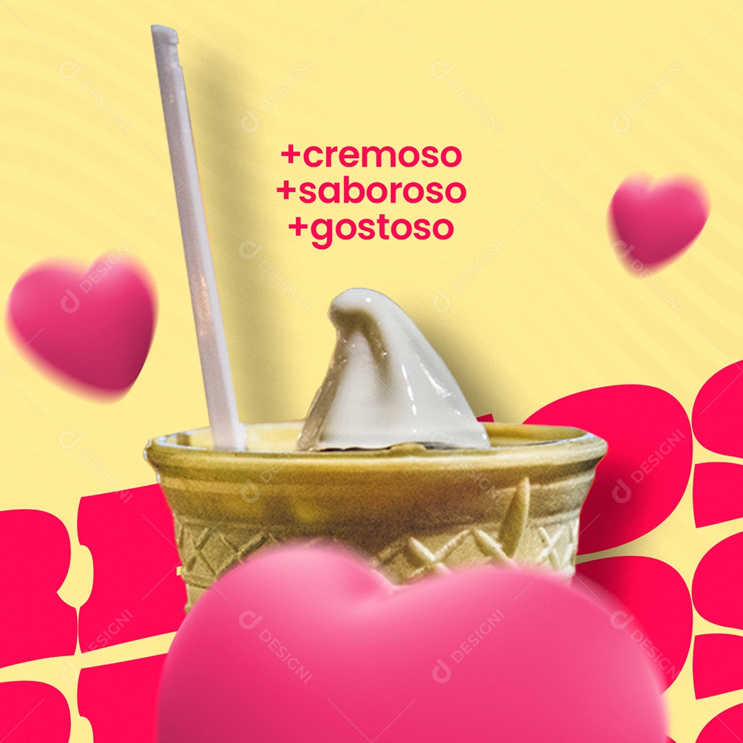 Cremoso Saboroso Gostoso Sorveteria Social Media PSD Editável