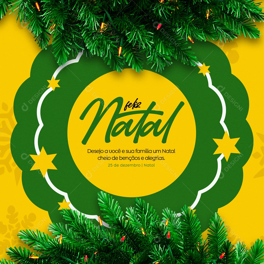 Desejo a Você e Sua Família um Natal Cheio de Bençãos Feliz Natal Social Media PSD Editável