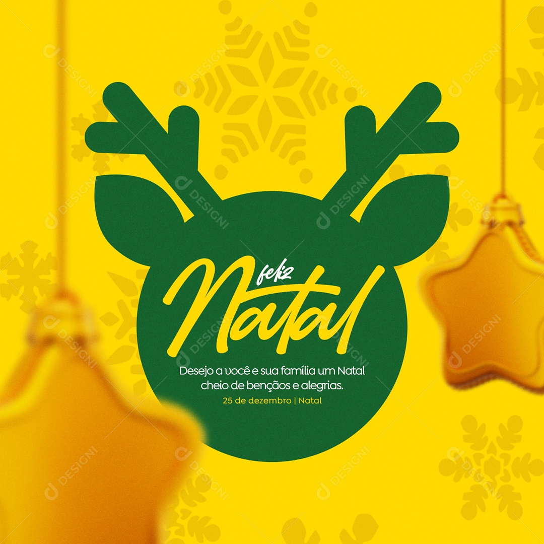 Desejo a Você e Sua Família um Natal Cheio de Bençãos Feliz Natal Social Media PSD Editável