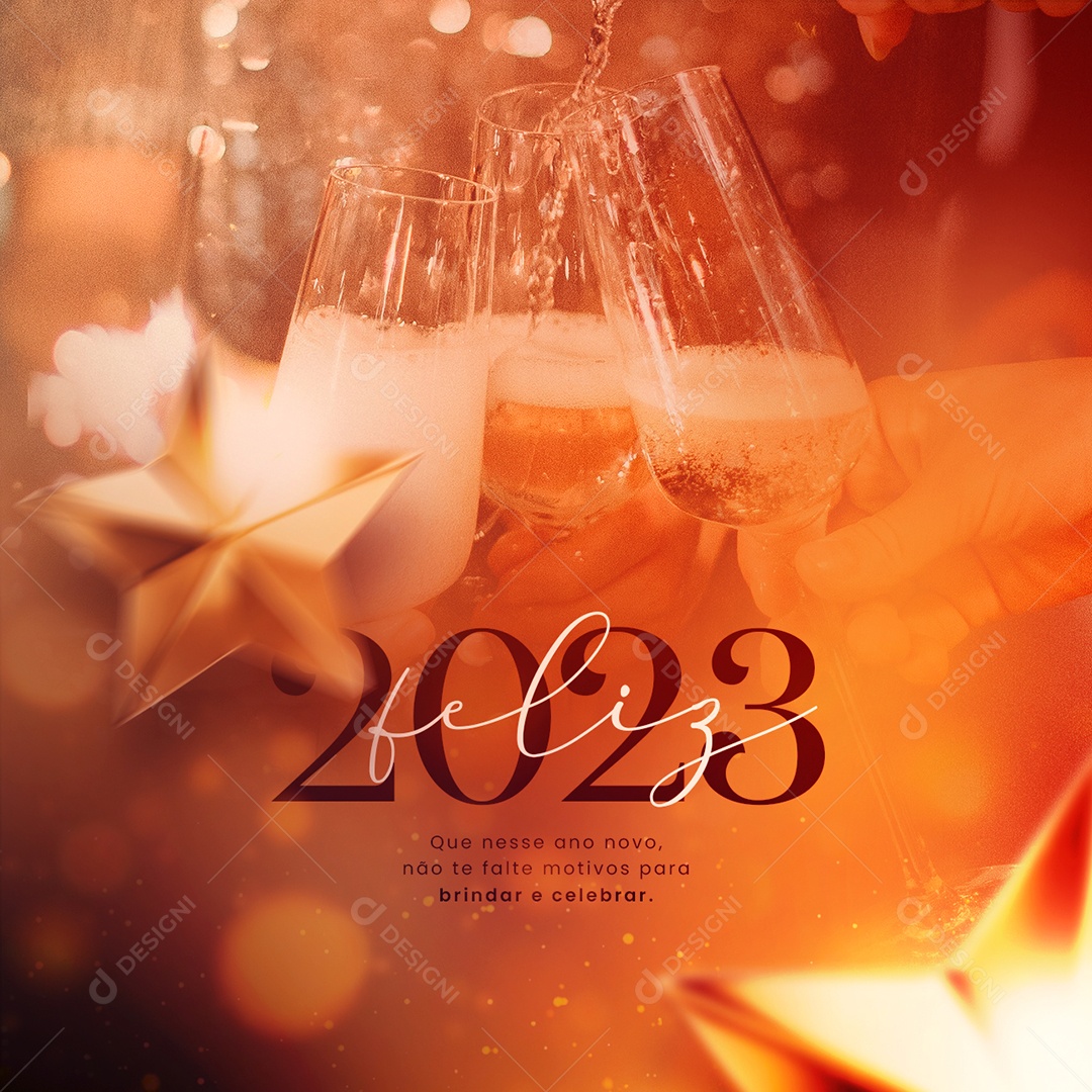 Que Nesse Ano Novo não te Falte Motivos para Celebrar Feliz 2023 Social Media PSD Editável