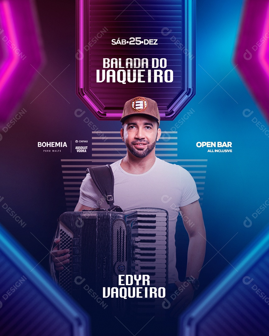 Flyer Show Balada do Vaqueiro Edyr Vaqueiro Social Media PSD Editável