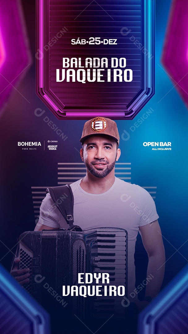 Flyer Show Balada do Vaqueiro Edyr Vaqueiro Story Social Media PSD Editável