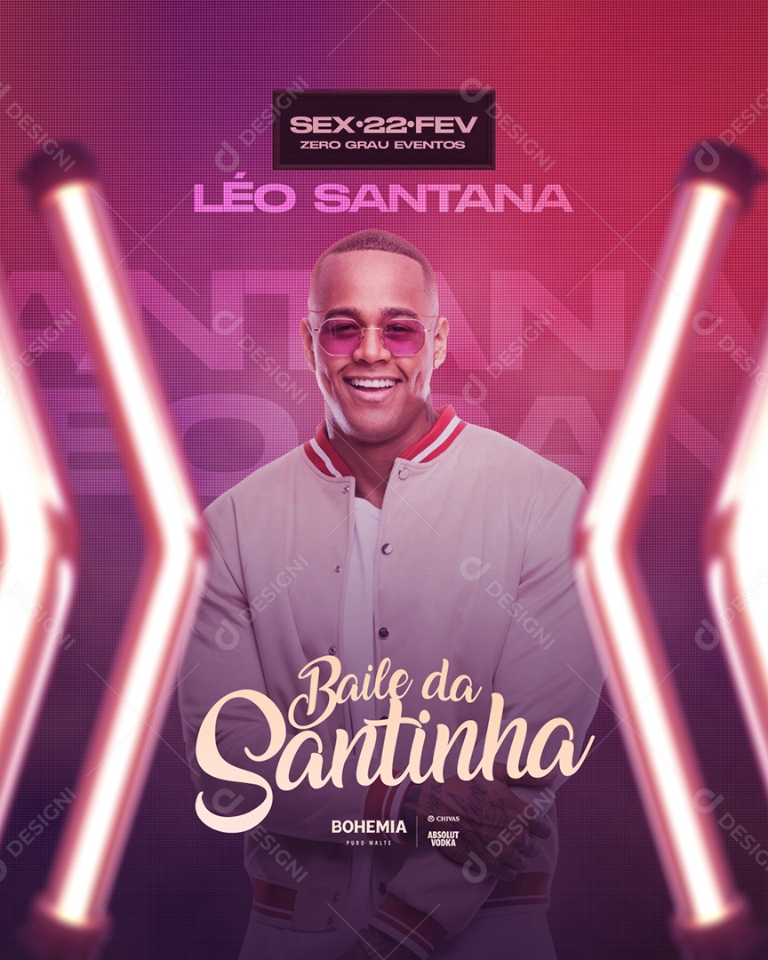 Flyer Baile da Santinha Léo Santana Social Media PSD Editável