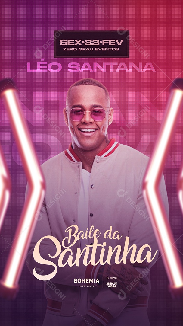 Flyer Baile da Santinha Léo Santana Story Social Media PSD Editável