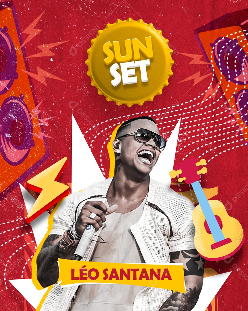 Flyer Show Sunset Léo Santana Social Media PSD Editável
