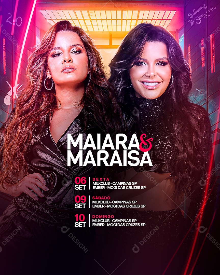 Flyer Show Agenda Semanal Maiara e Maraisa Social Media PSD Editável