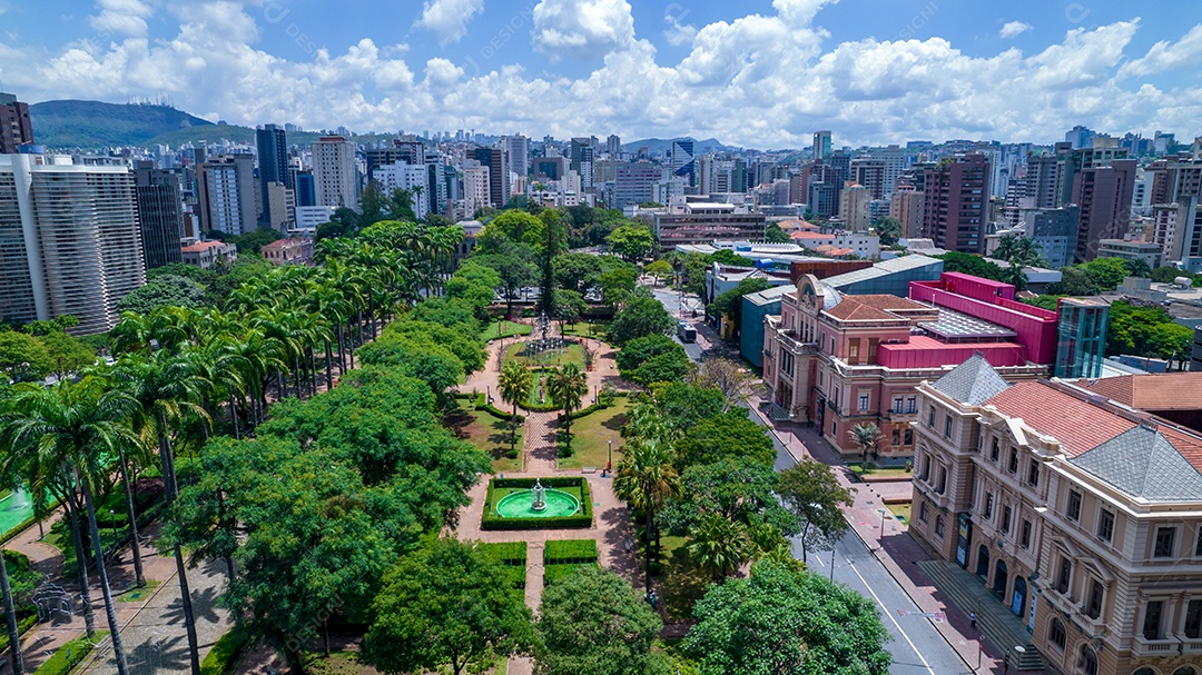 Vista aérea da Praça da Liberdade em Belo Horizonte, Minas Gerais, Brasil