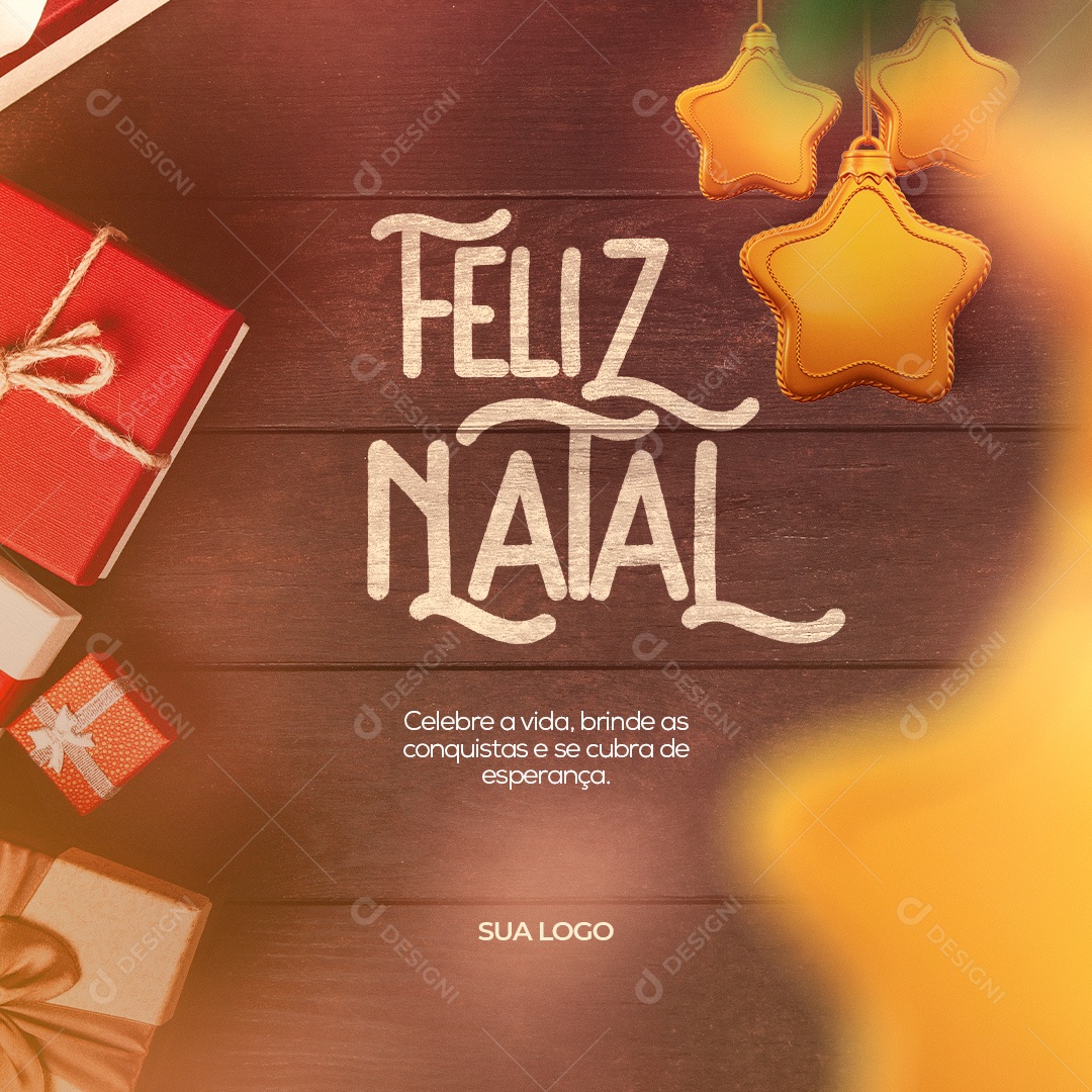 Feliz Natal Celebre a vida, Brinde as Conquistas e se Cubra de Esperança Social Media PSD Editável