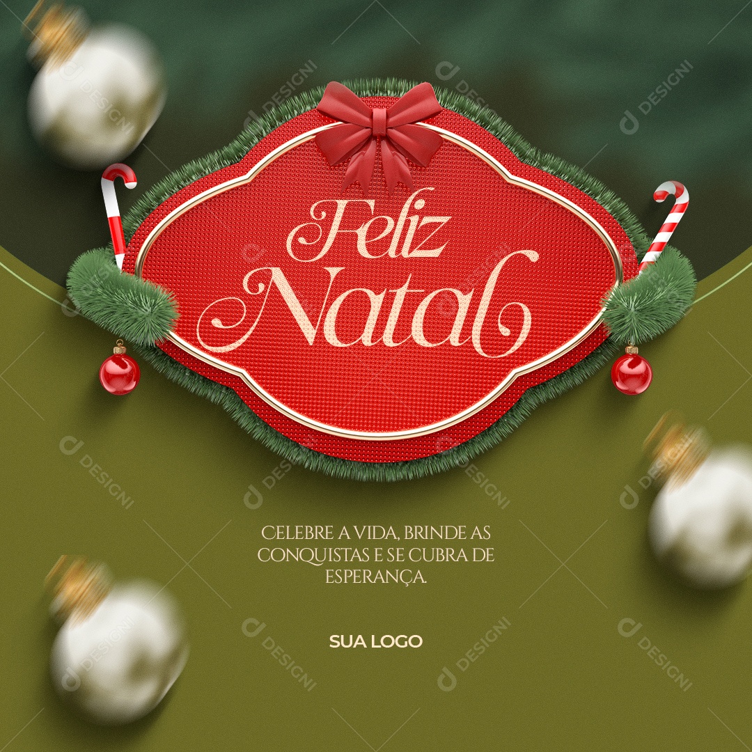 Celebre a vida, Brinde as Conquistas e se Cubra de Esperança Feliz Natal Social Media PSD Editável
