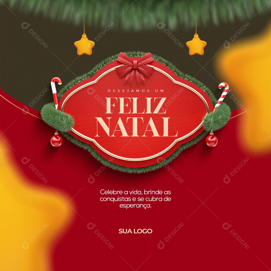 Desejamos um Feliz Natal Social Media PSD Editável