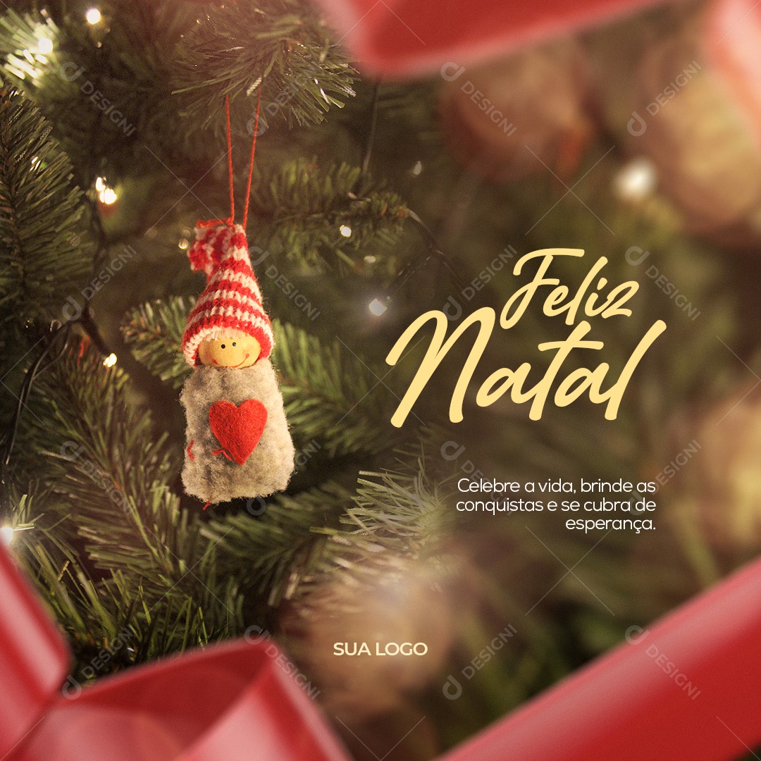 Celebre a vida, Brinde as Conquistas e se Cubra de Esperança Feliz Natal Social Media PSD Editável
