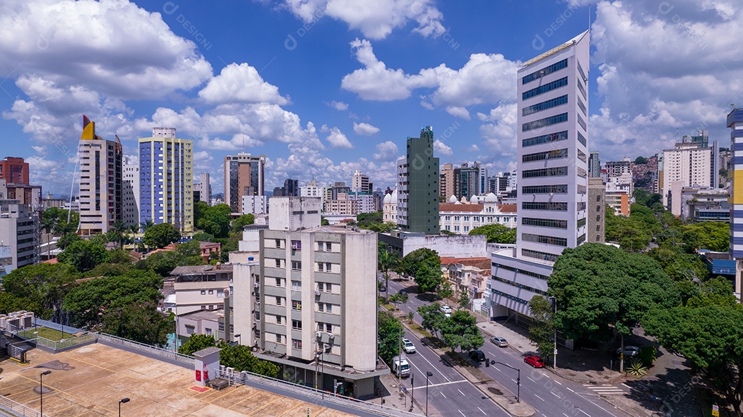 Vista aérea da região central de Belo Horizonte, Minas Gerais, Brasil. edifícios comerciais