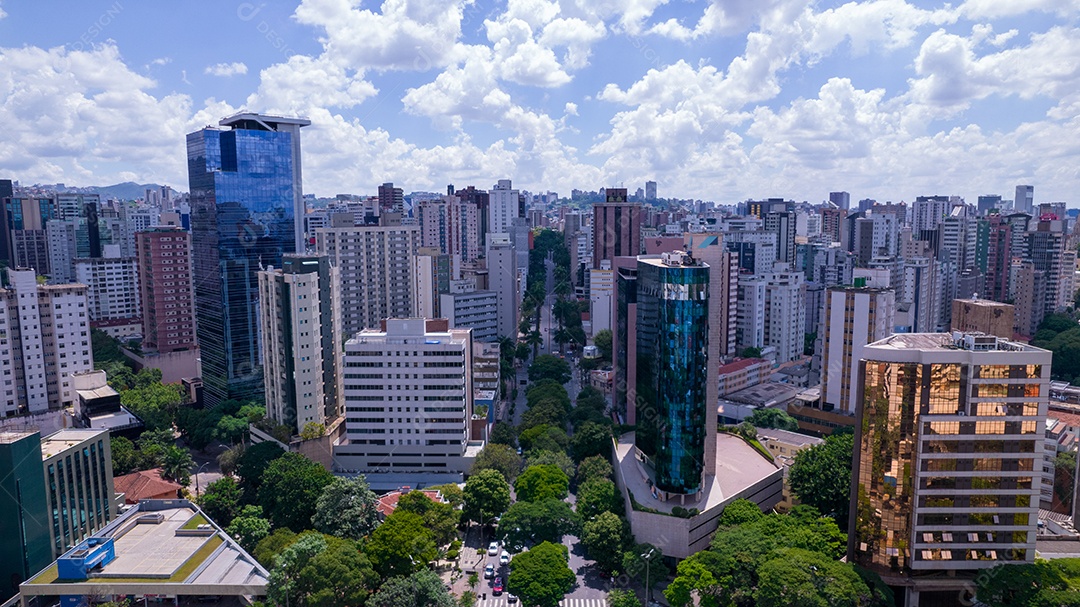 Vista aérea da região central de Belo Horizonte, Minas Gerais, Brasil. edifícios comerciais