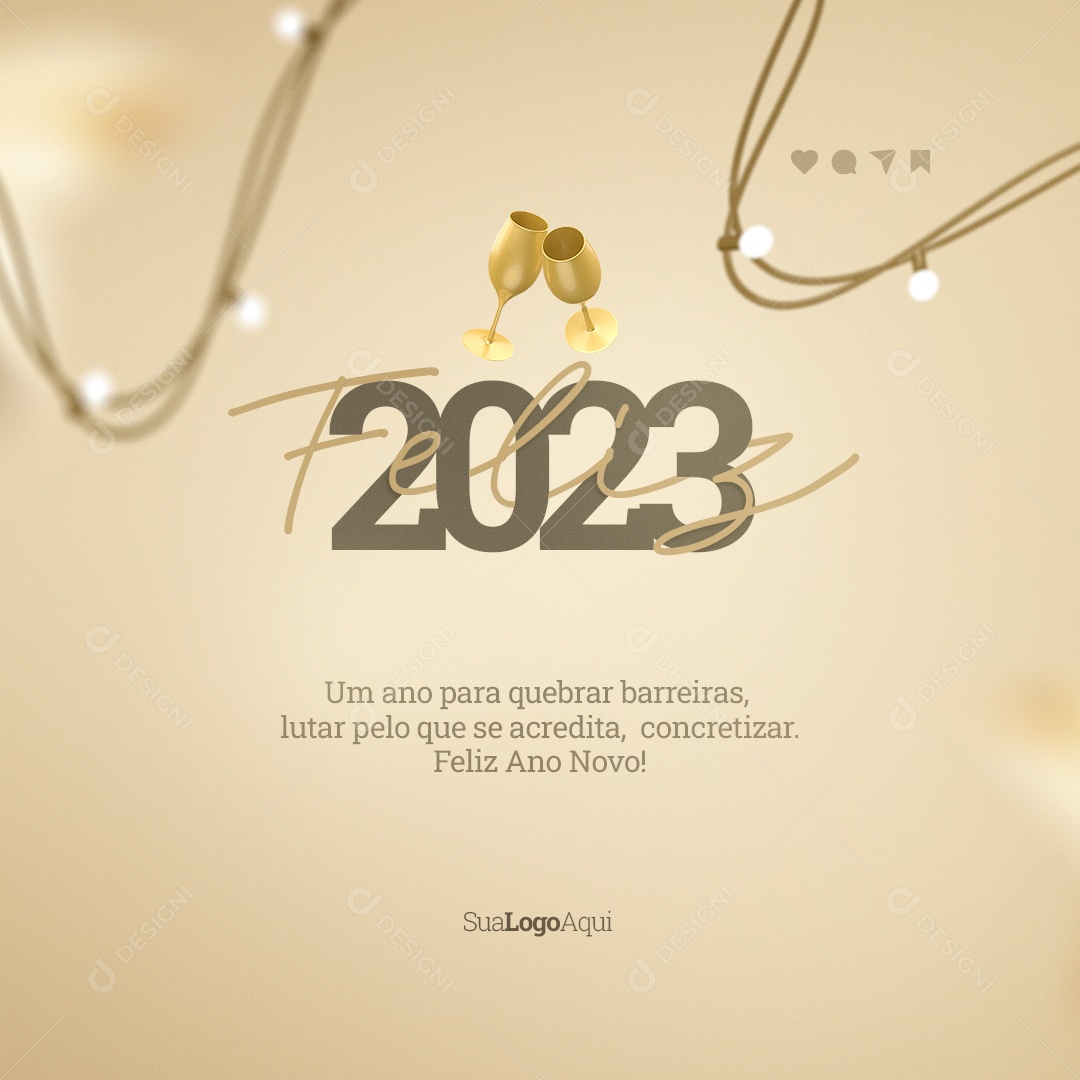Um Ano Para Quebrar Barreiras Feliz Ano Novo Social Media PSD Editável