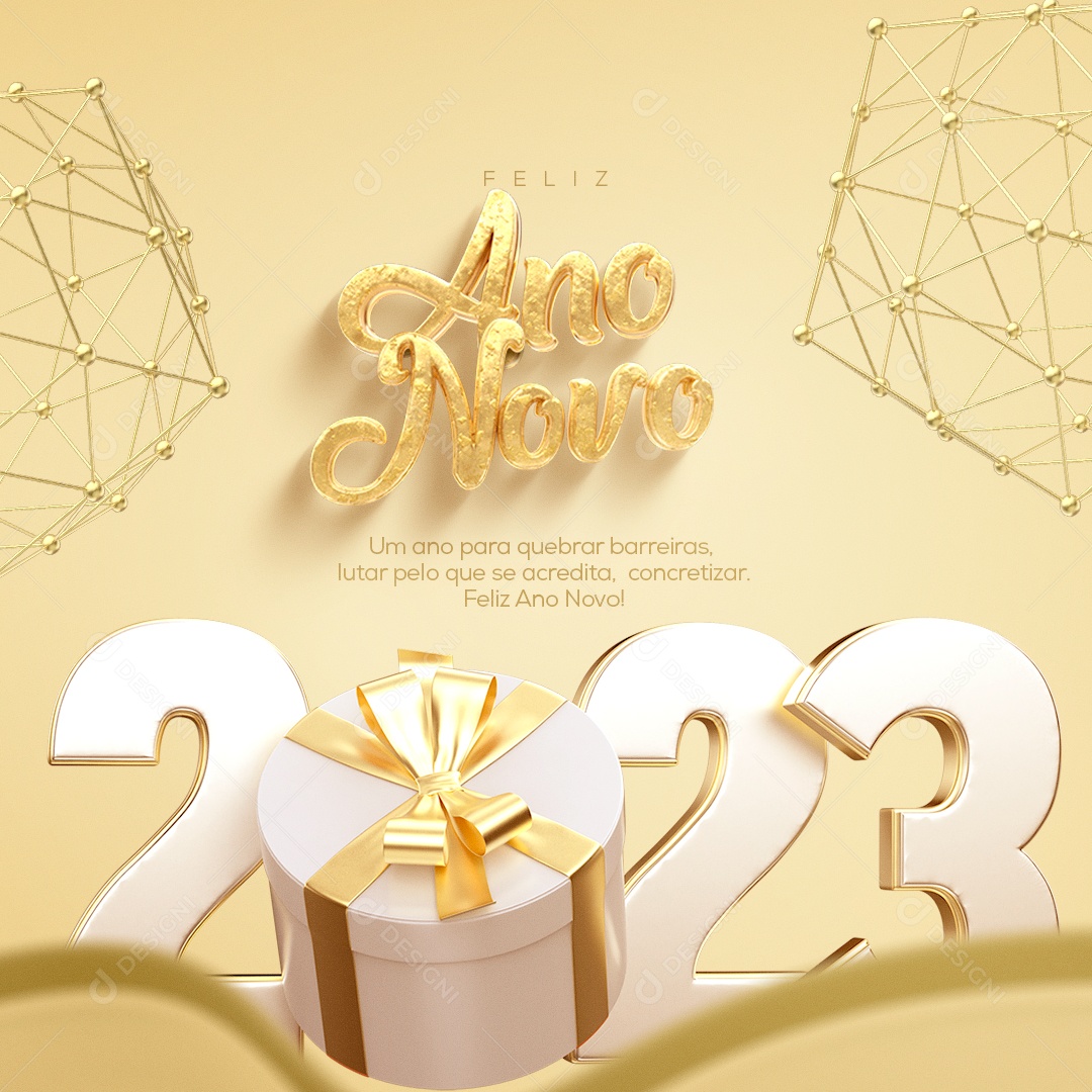 Um Ano Para Quebrar Barreiras Feliz Ano Novo Social Media PSD Editável