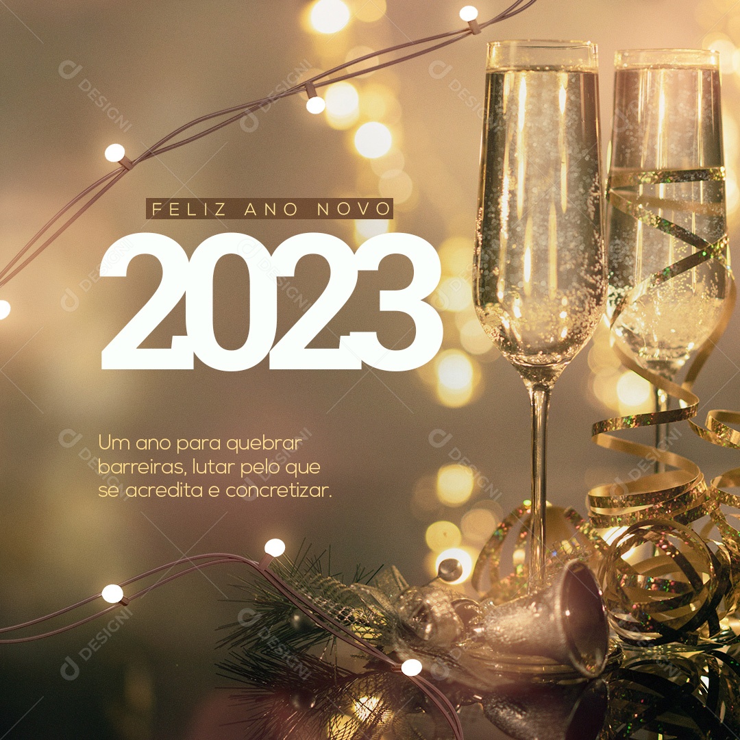 Um Ano Para Quebrar Barreiras Feliz Ano Novo Social Media PSD Editável
