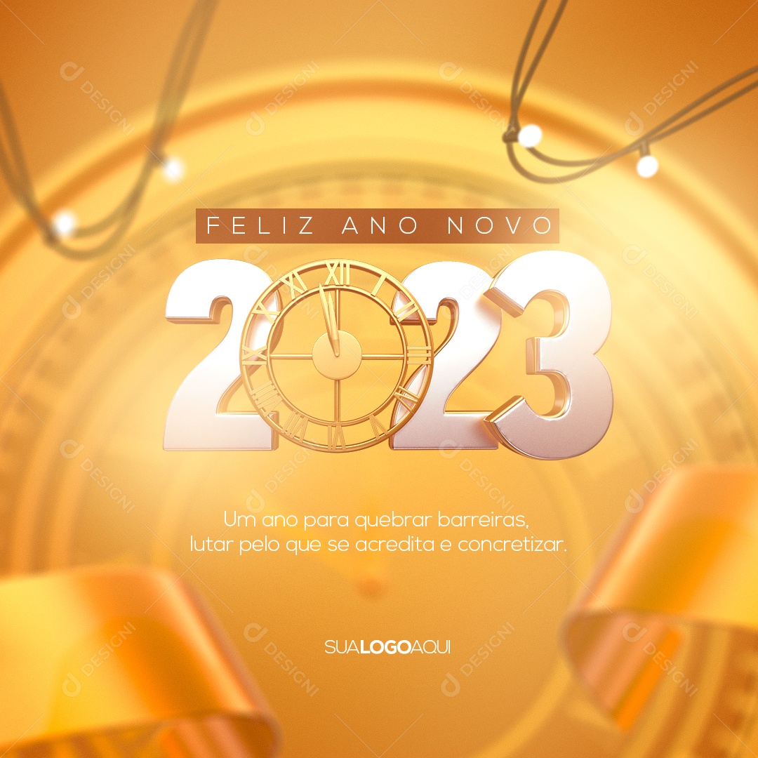 Feliz Ano Novo Um Ano Para Quebrar Barreiras Social Media PSD Editável
