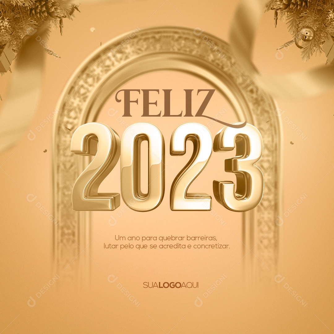 Feliz Ano Novo Um Ano Para Quebrar Barreiras Social Media PSD Editável