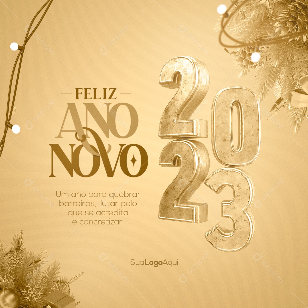 Feliz Ano Novo Um Ano Para Quebrar Barreiras Social Media PSD Editável