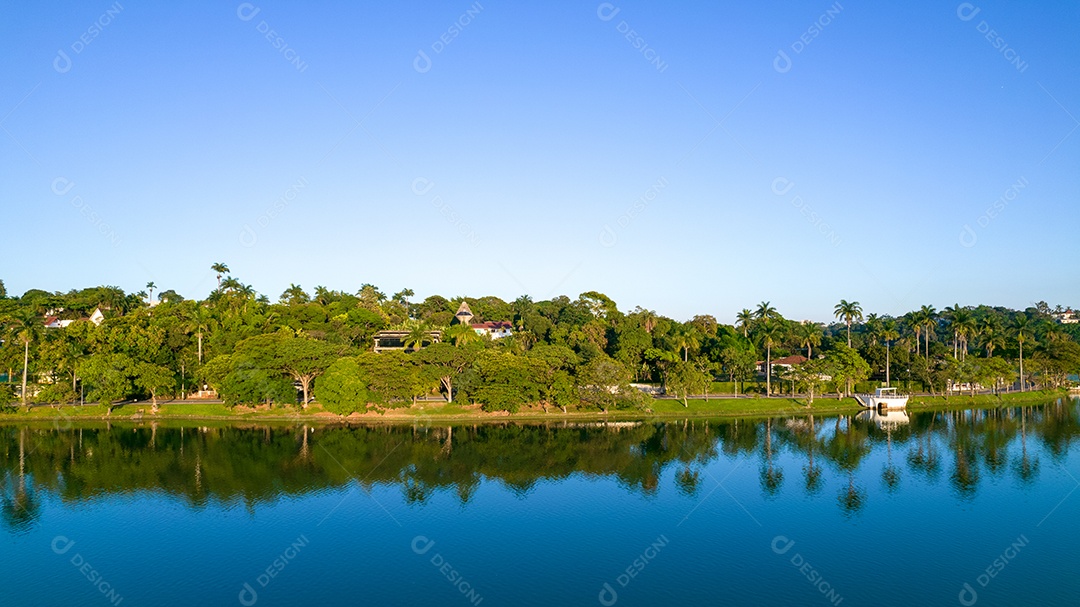 Vista aérea da Lagoa da Pampulha em Minas Gerais, Belo Horizonte