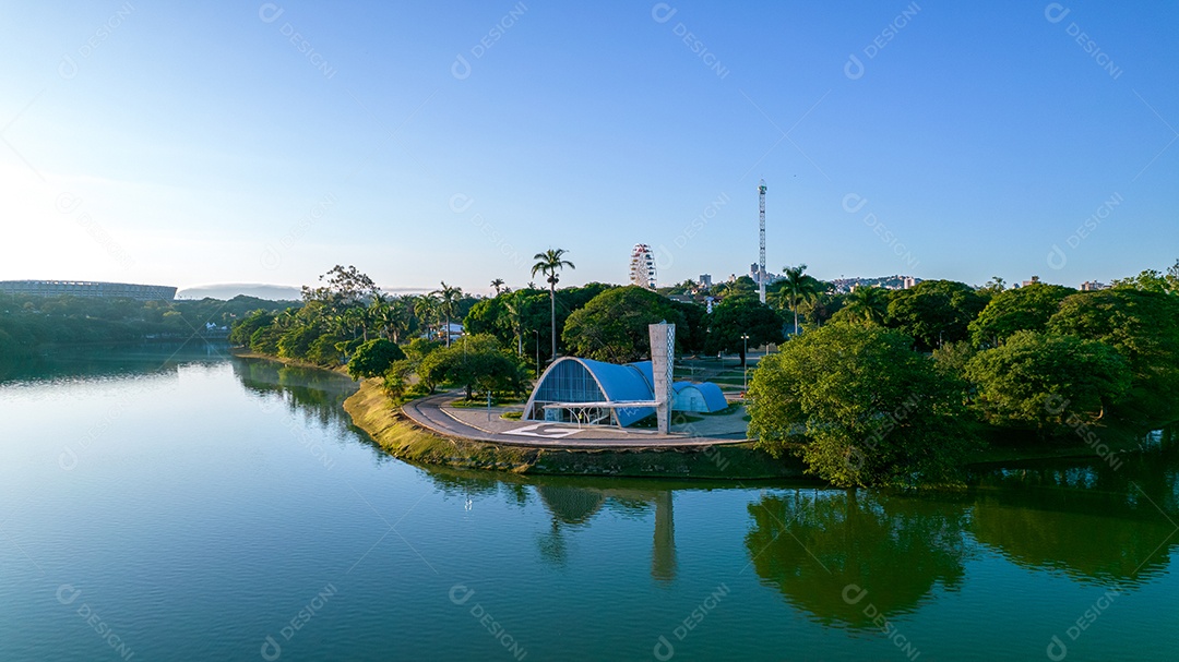 Vista aérea da Lagoa da Pampulha em Minas Gerais, Belo Horizonte