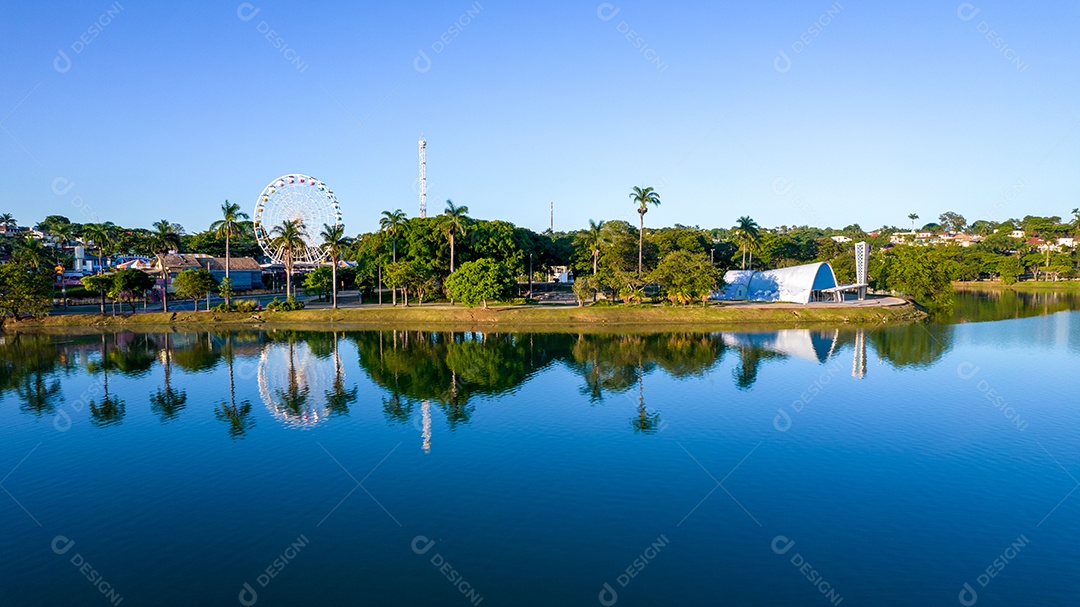 Vista aérea da Lagoa da Pampulha em Minas Gerais, Belo Horizonte