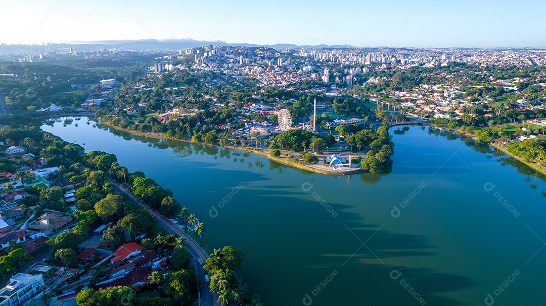Vista aérea da Lagoa da Pampulha em Minas Gerais, Belo Horizonte