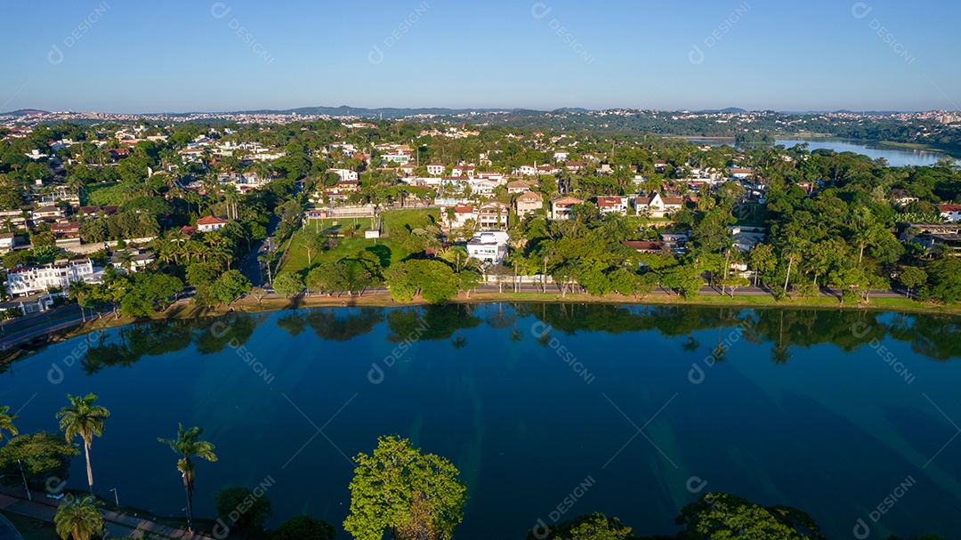 Vista aérea da Lagoa da Pampulha em Minas Gerais, Belo Horizonte