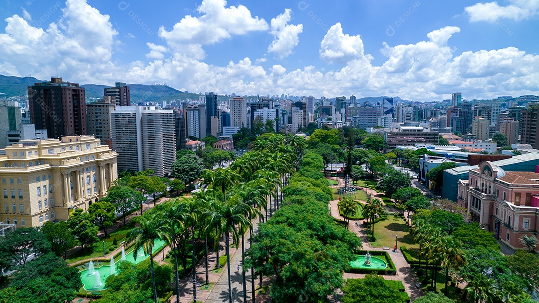 Aerial view of the central region of Belo Horizonte, Minas Gerais, Brazil. commercial buildings