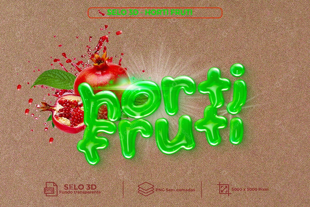 Selo 3D Para Composição Horti Fruti PNG Transparente