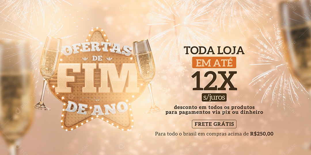 Banner Ofertas de Fim de Ano Venha Conferir Social Media PSD Editável