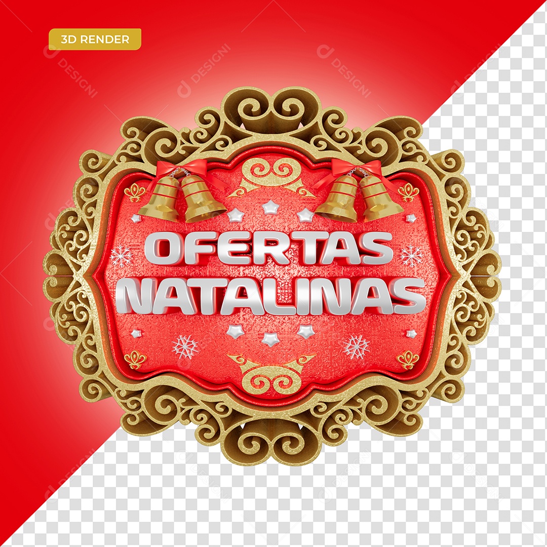 Selo 3D Para Composição Ofertas Natalinas PSD
