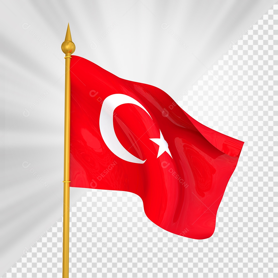 Turquia 3D Elemento Dourado para Composição PSD