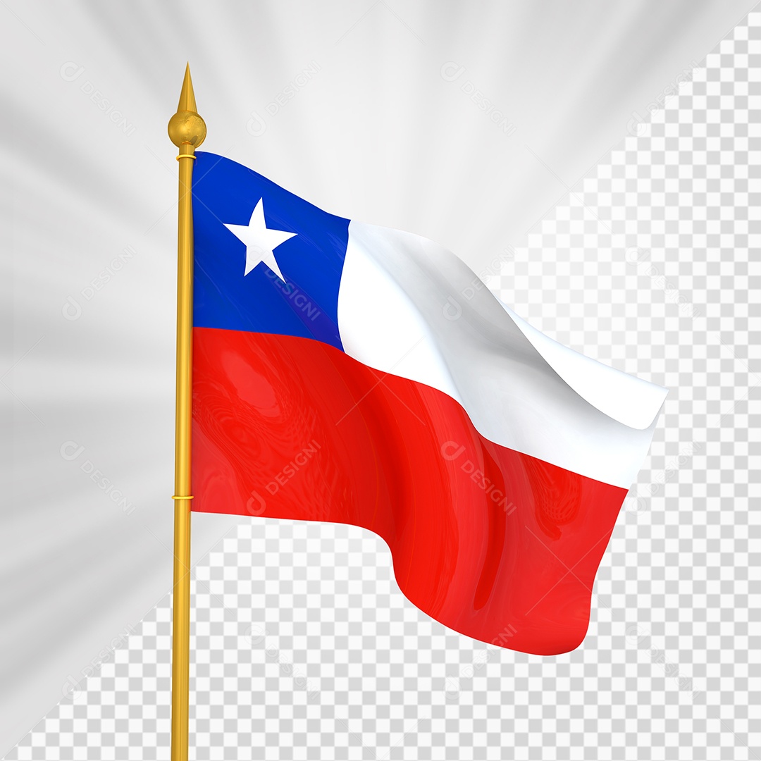 Chile 3D Elemento Dourado para Composição PSD