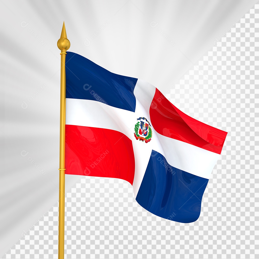 República Dominicana Bandeira 3D Elemento Dourado para Composição PSD