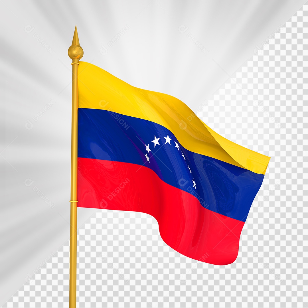 Venezuela Bandeira 3D Elemento Dourado para Composição PSD