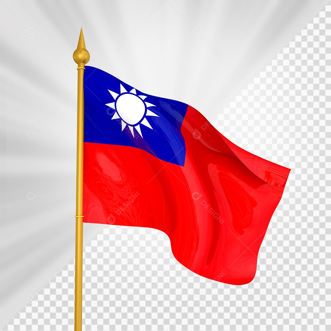 Taiwan Bandeira 3D Elemento Dourado para Composição PSD