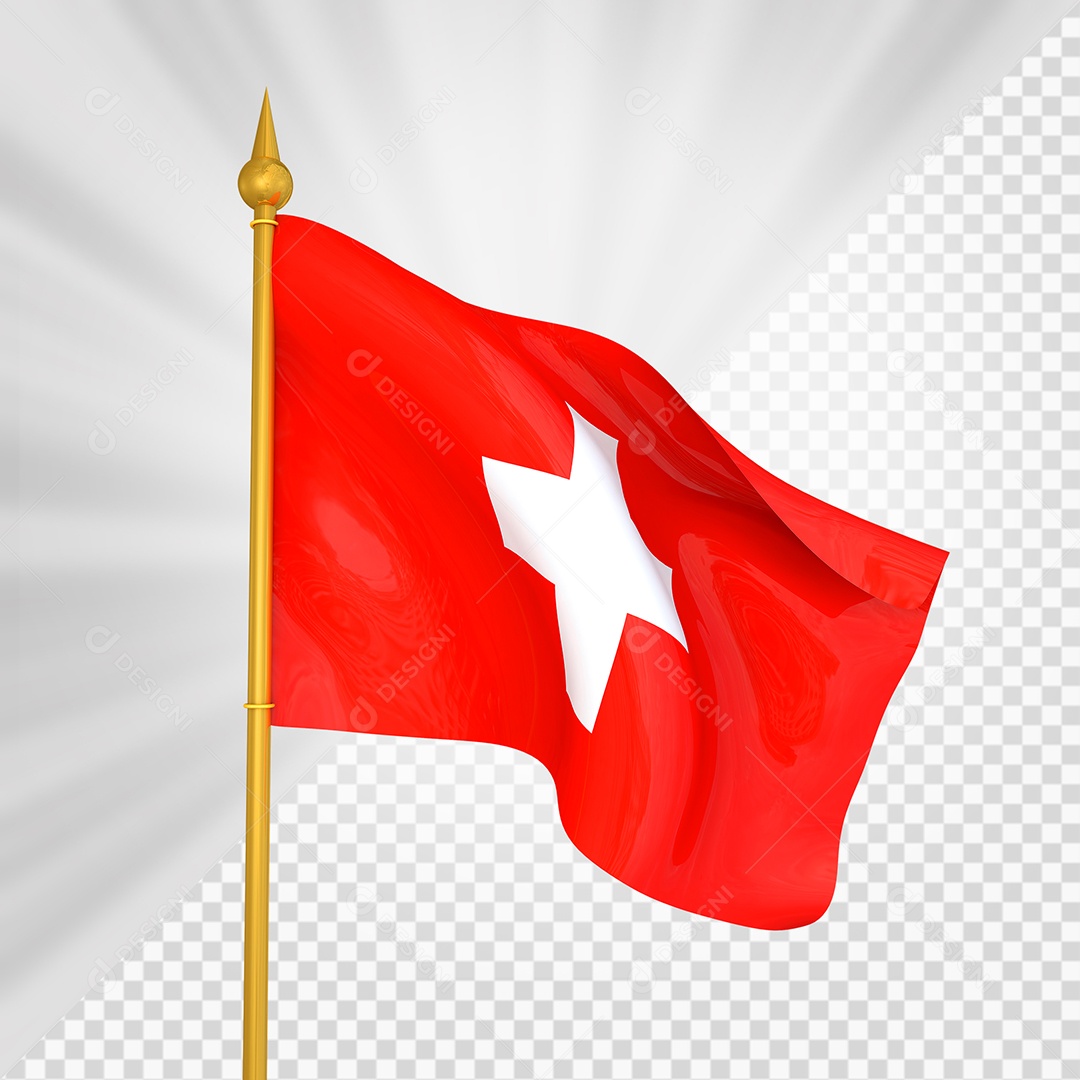 Suíça Bandeira 3D Elemento Dourado para Composição PSD