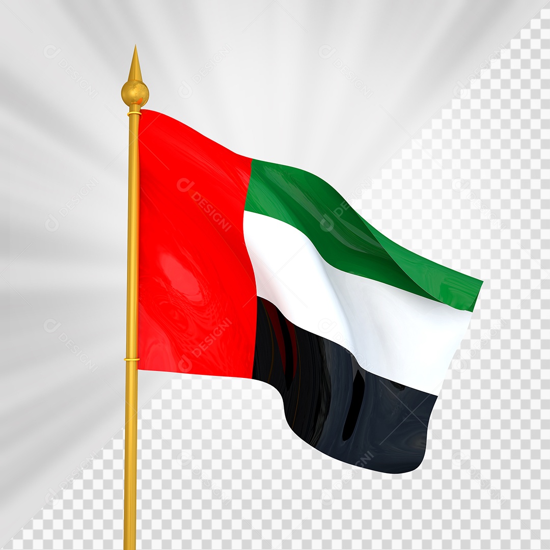 Emirados Árabes Bandeira 3D Elemento Dourado para Composição PSD