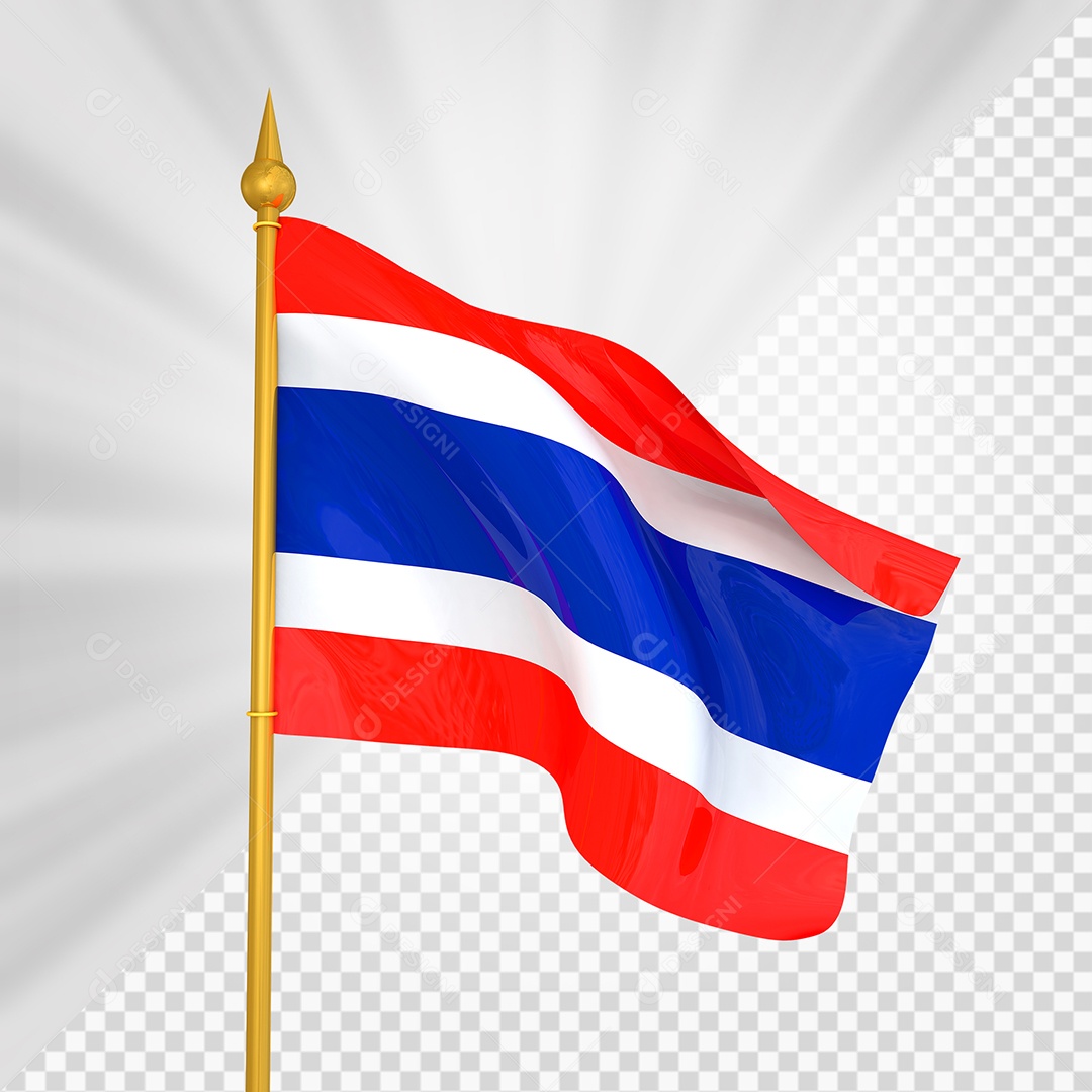 Tailândia Bandeira 3D Elemento Dourado para Composição PSD
