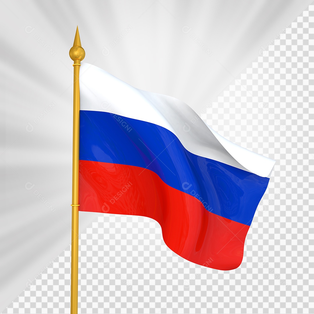 Rússia Bandeira 3D Elemento Dourado para Composição PSD