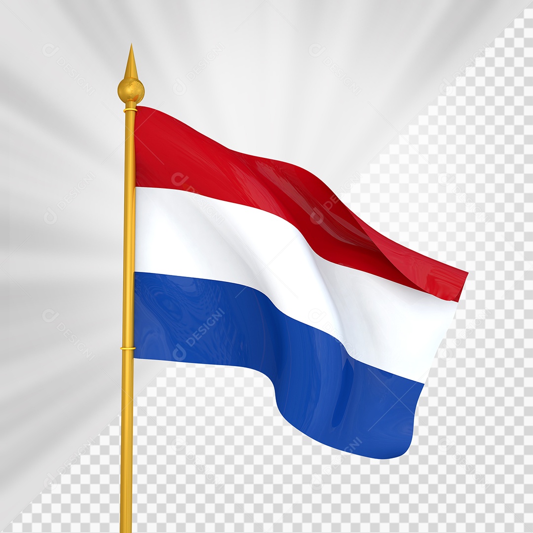 Países Baixos Bandeira 3D Elemento Dourado para Composição PSD