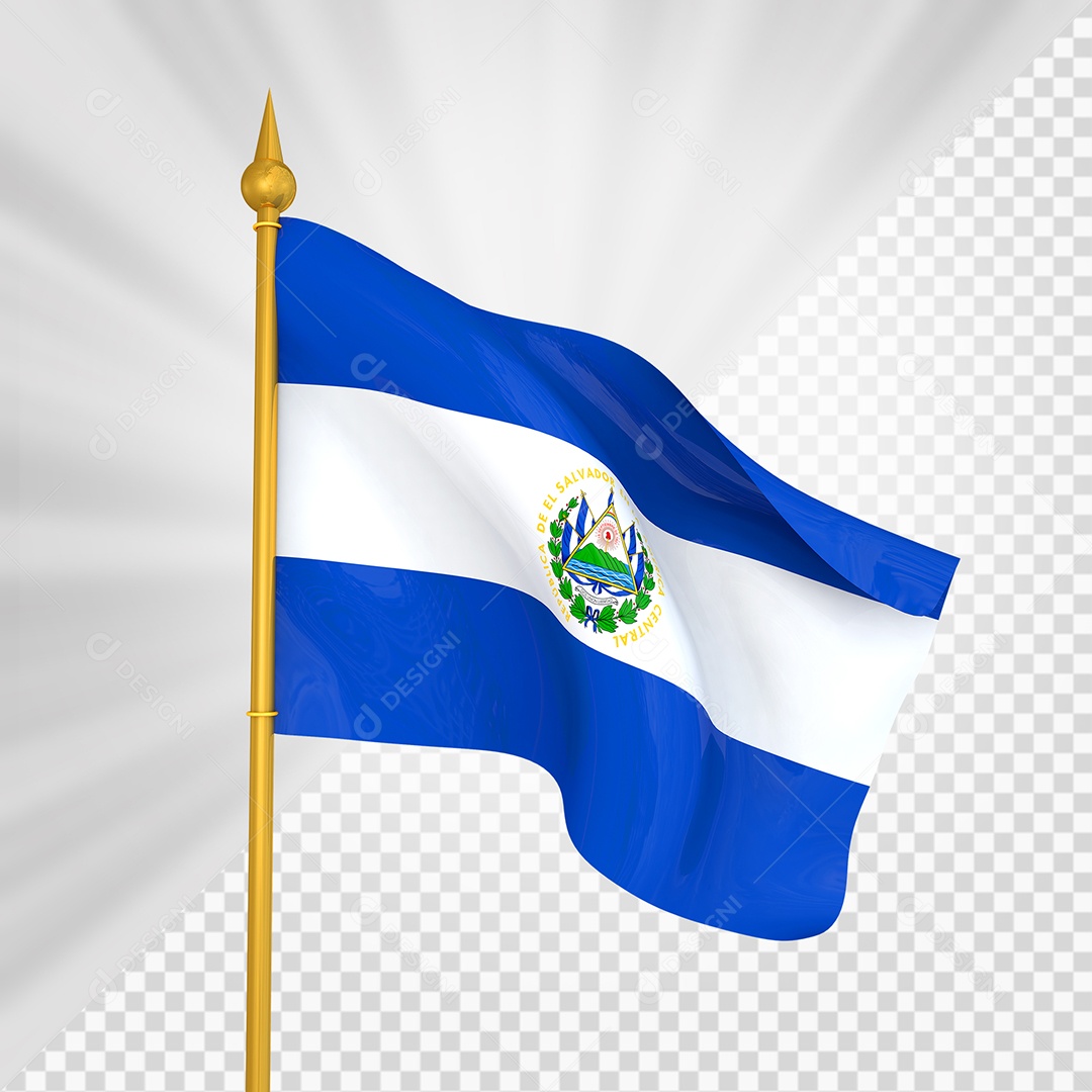 El Salvador Bandeira 3D Elemento Dourado para Composição PSD