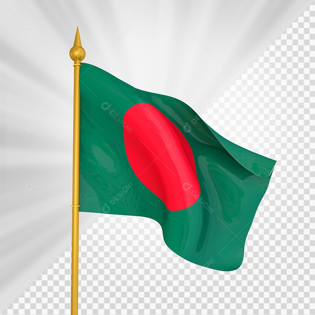 Bangladesh Bandeira 3D Elemento Dourado para Composição PSD
