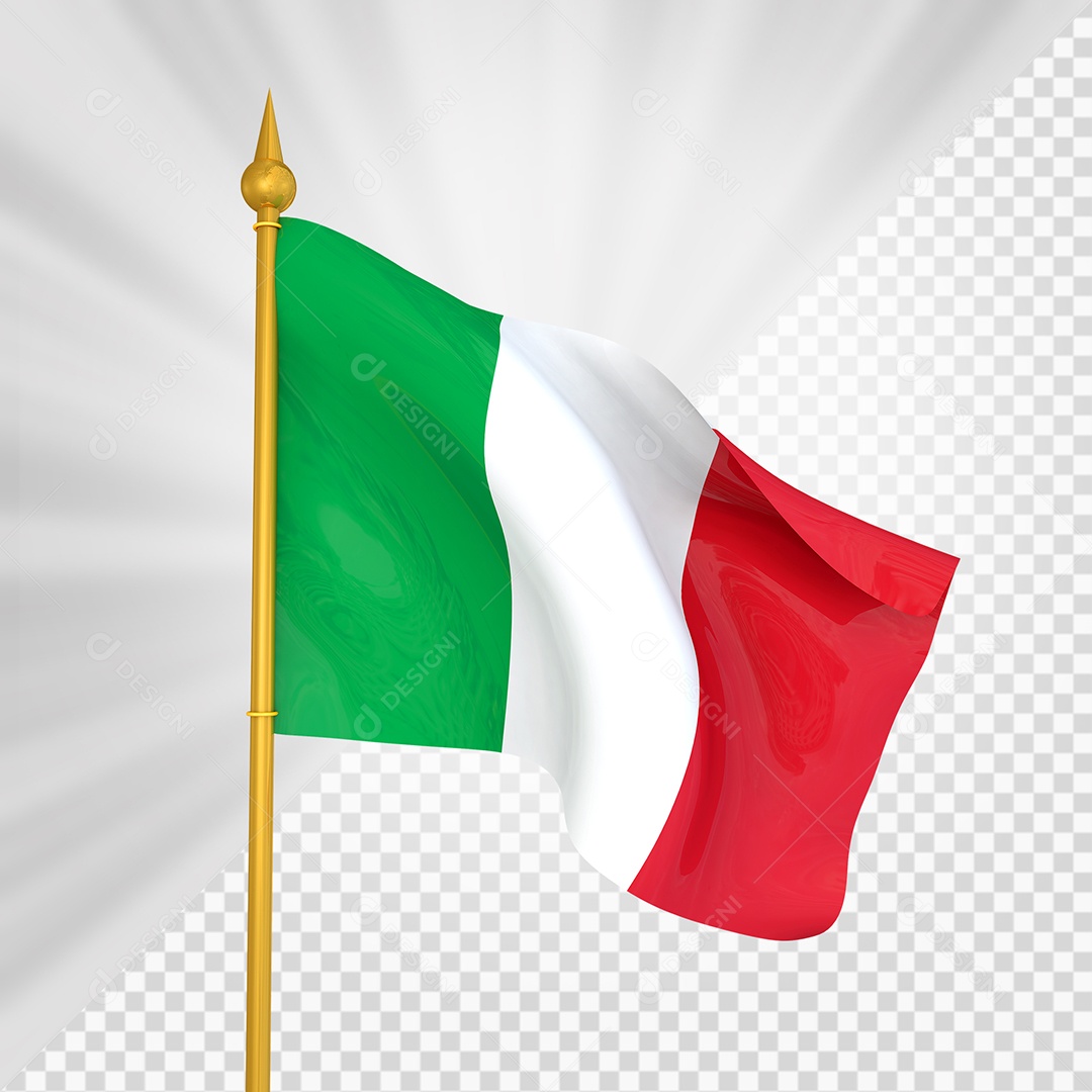 Itália Bandeira 3D Elemento Dourado para Composição PSD