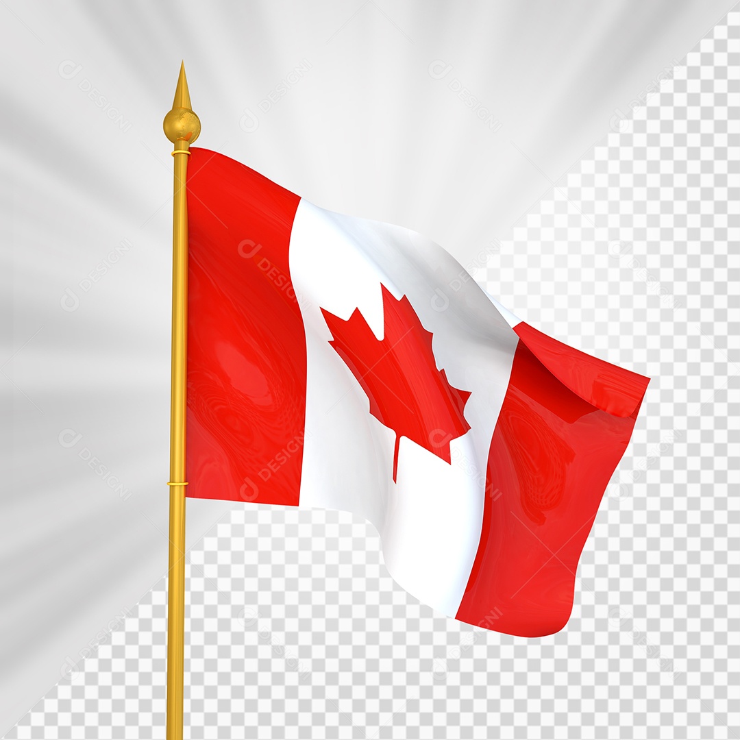 Canadá Bandeira 3D Elemento Dourado para Composição PSD